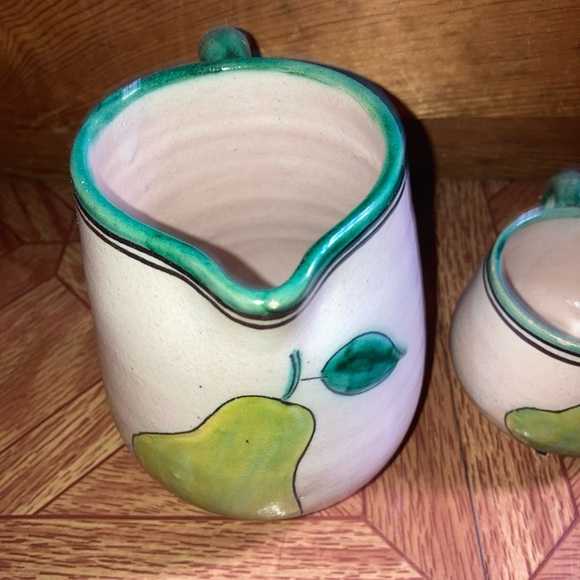 VTG Puente Arzobispo ACB SIGNED Pitcher 
Teacups Pears Jar Ceramic Pottery Set - Picture 3 of 12